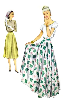 1947 McCall 6927 Vintage Evening Full Circle Skirt Sewing Pattern