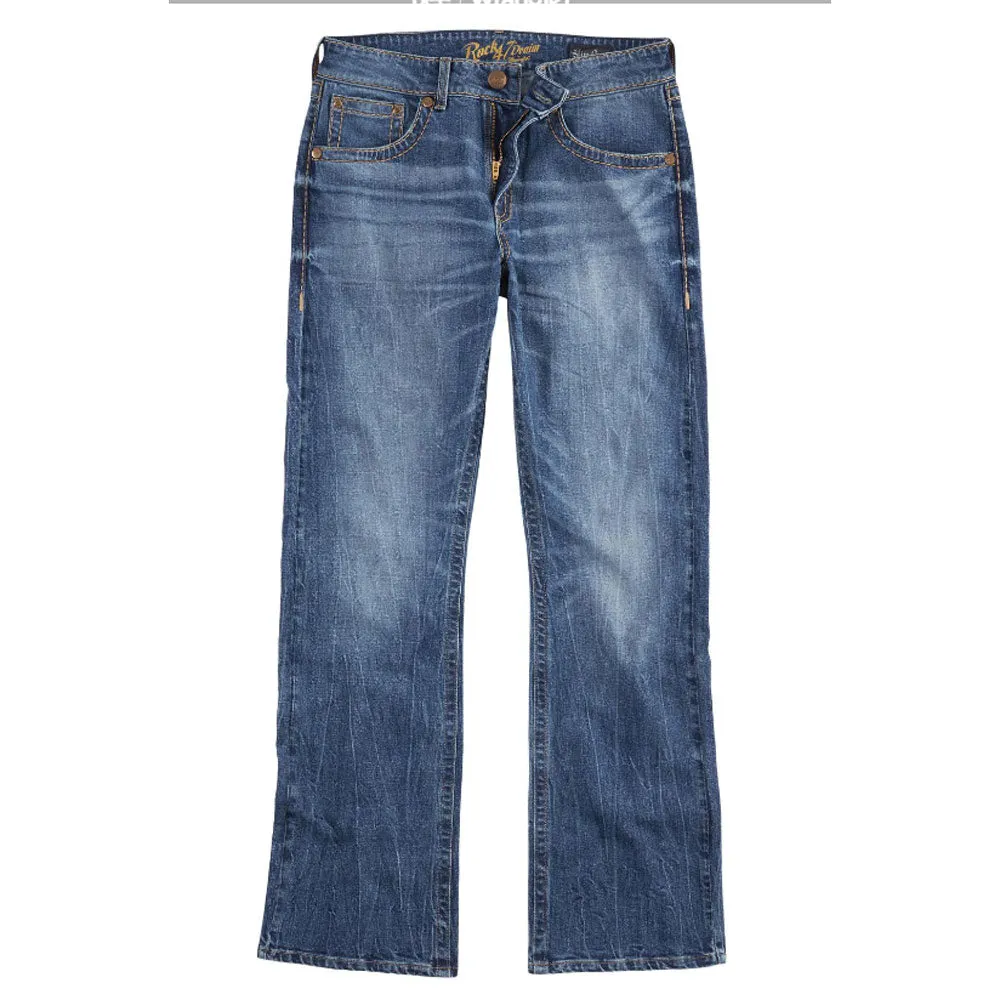 2317575 Wrangler Men's Rock 47 Slim Fit Boot Cut Denim Jean - Baltic