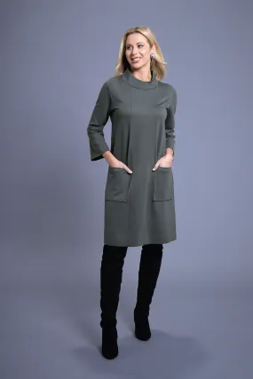 39" Mock Neck Dress with Pockets