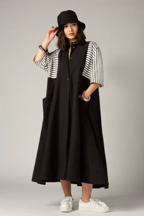 ALEMBIKA Annalise Dress in Black w/ Stripe