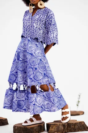 Atuche Donna Adire Skirt Set with a back zipper
