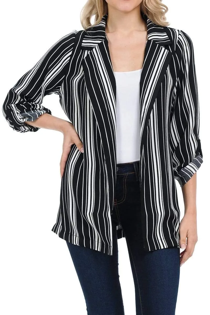 Auliné Collection Womens Casual Oversized Open Front Boyfriend Cardigan Blazer