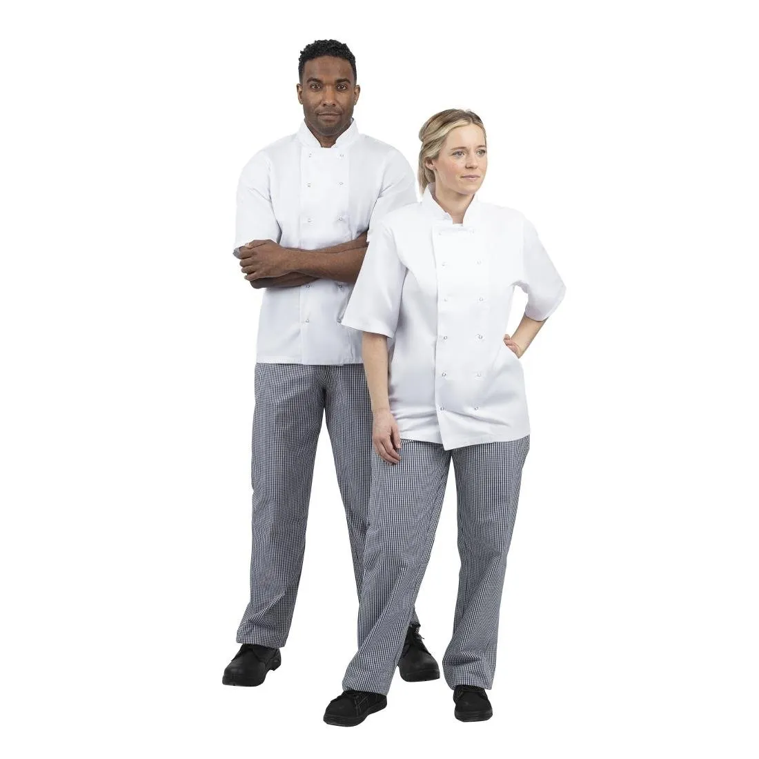 B311-XS Whites Unisex Vegas Chefs Trousers Small Blue and White Check XS