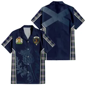 Baird Dress Tartan Short Sleeve Button Up Shirt with Family Crest and Scottish Thistle Vibes Sport Style