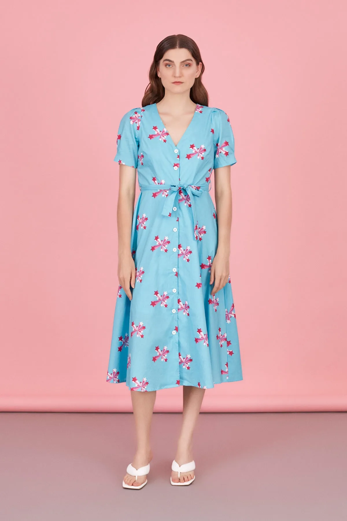 Belen Midi Shirt Dress (Blue)