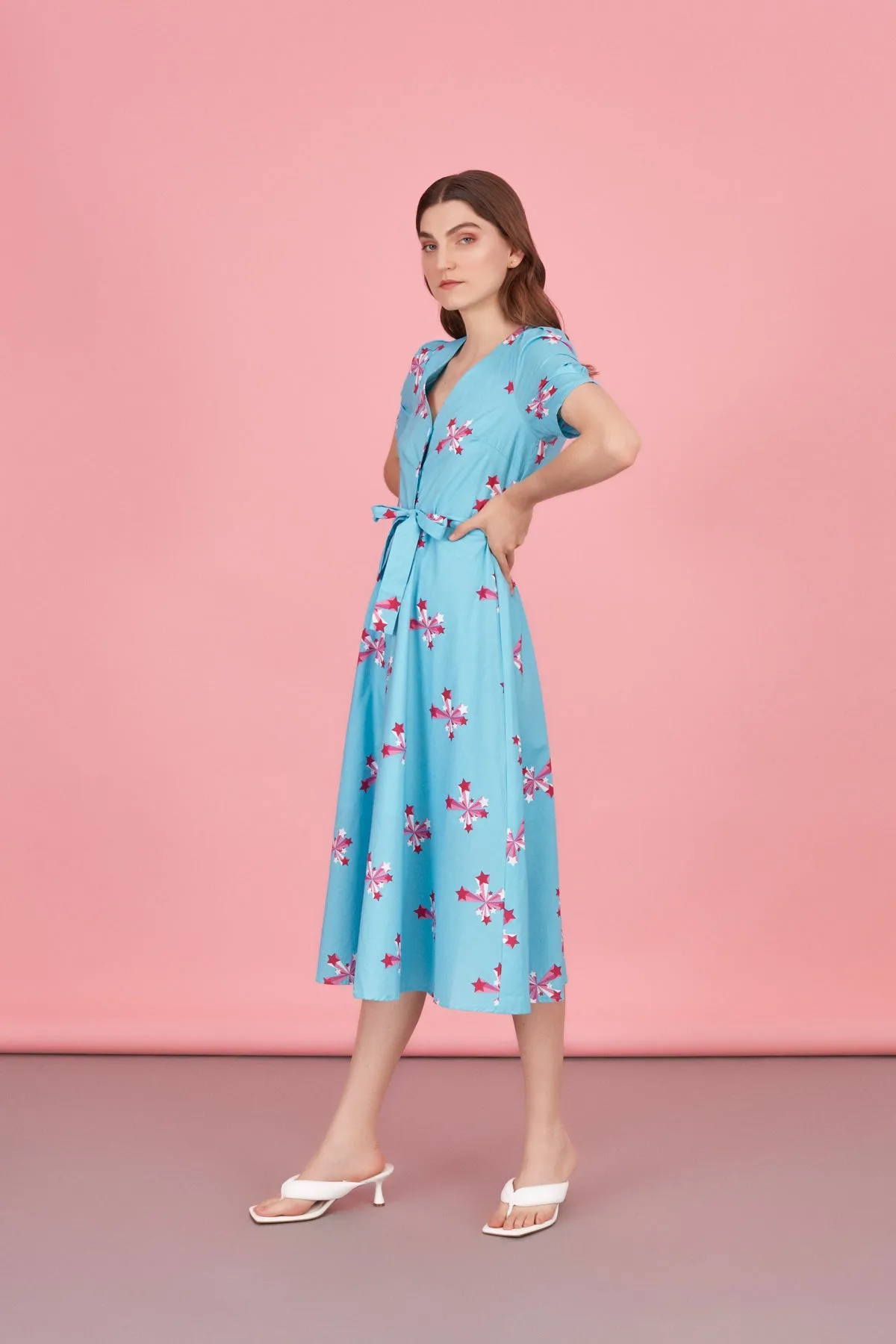 Belen Midi Shirt Dress (Blue)