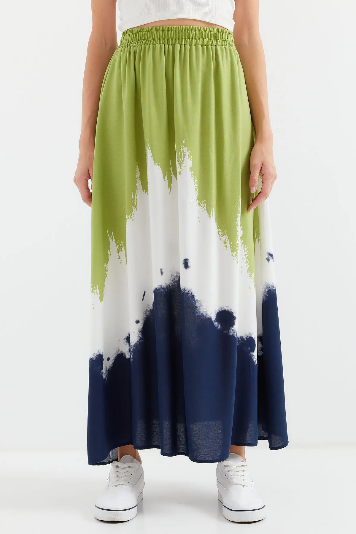 BGD Women Patterned Long Viscose Skirt - Green - Avondale