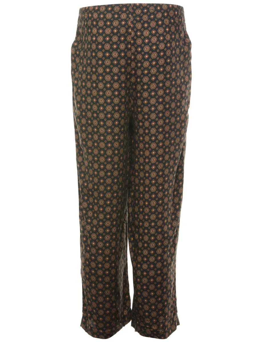 Black & Brown Patterned Printed Trousers - W24 L26