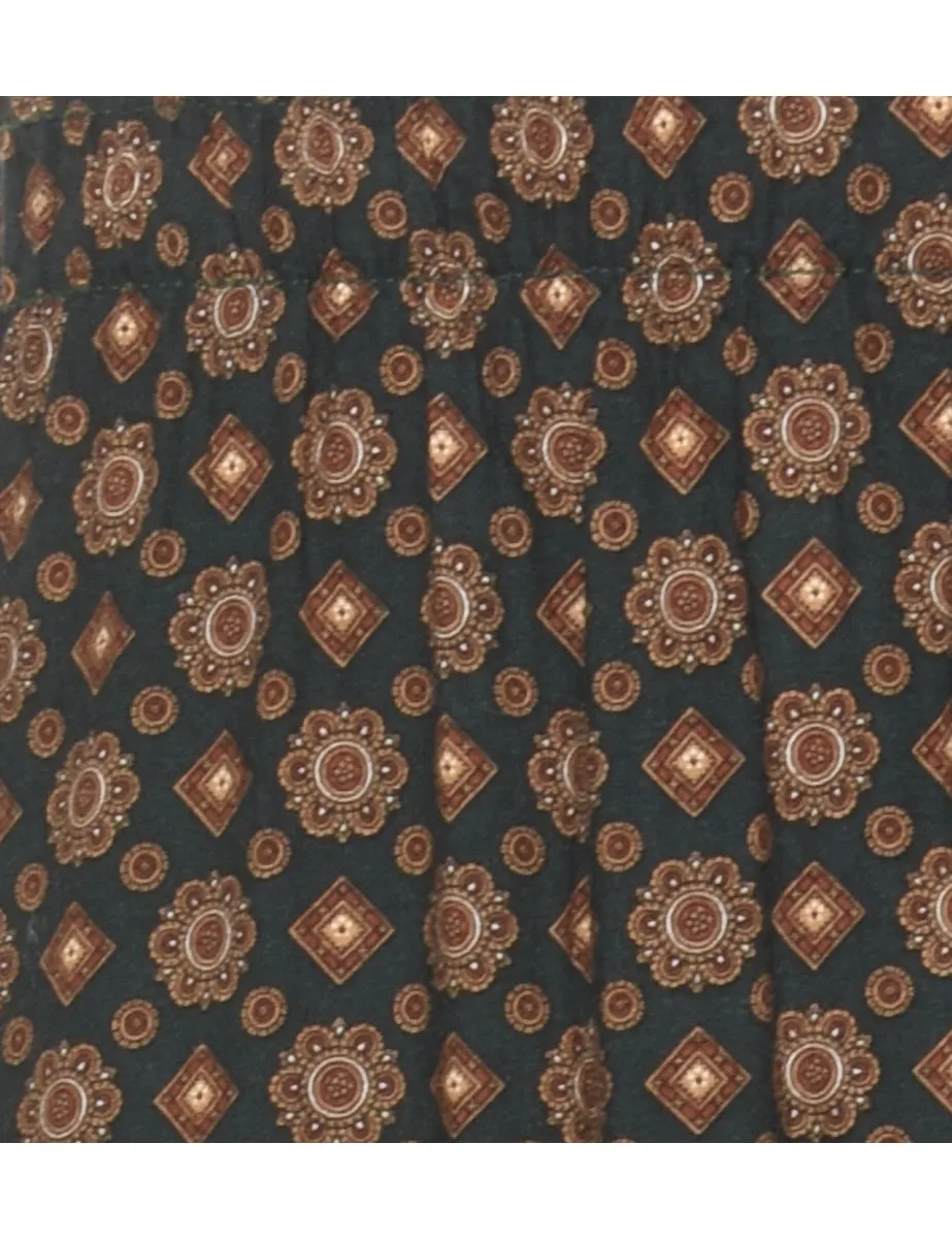 Black & Brown Patterned Printed Trousers - W24 L26