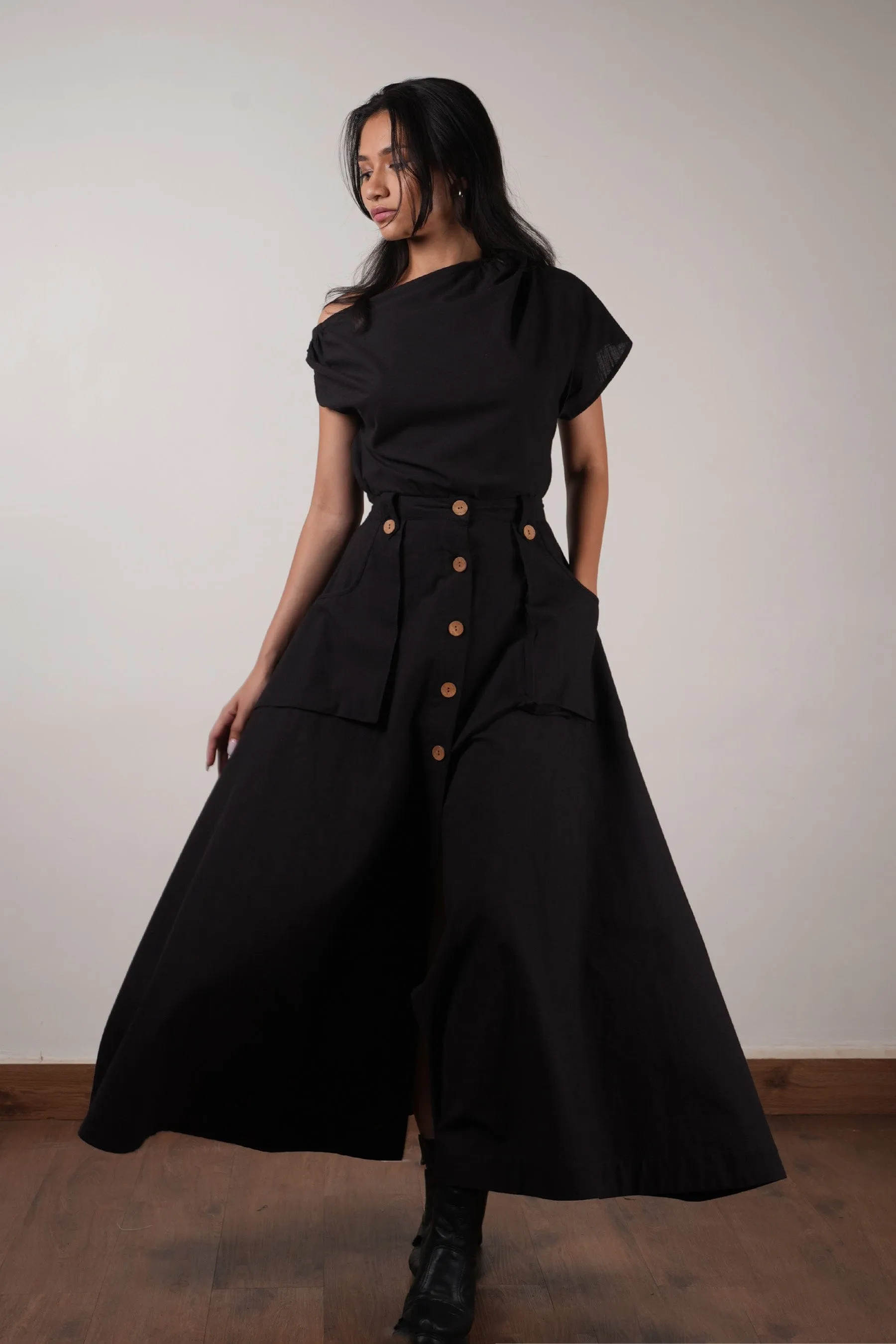 Black One-Shoulder Set (2 PCS)