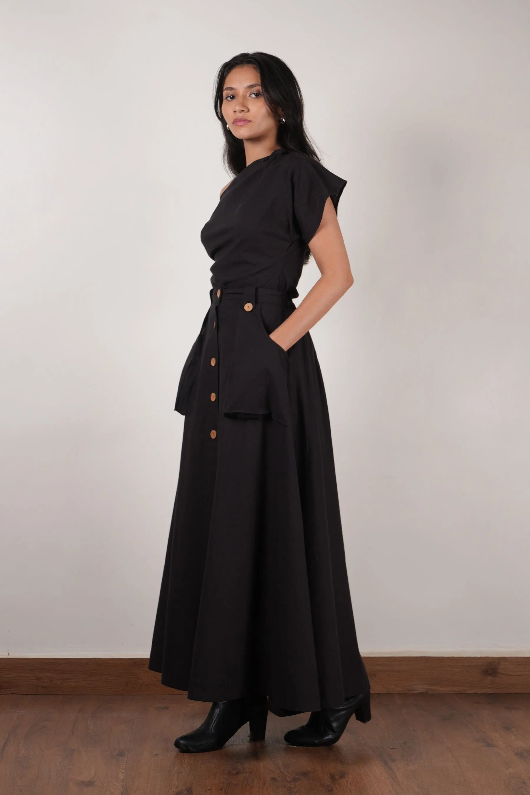 Black One-Shoulder Set (2 PCS)