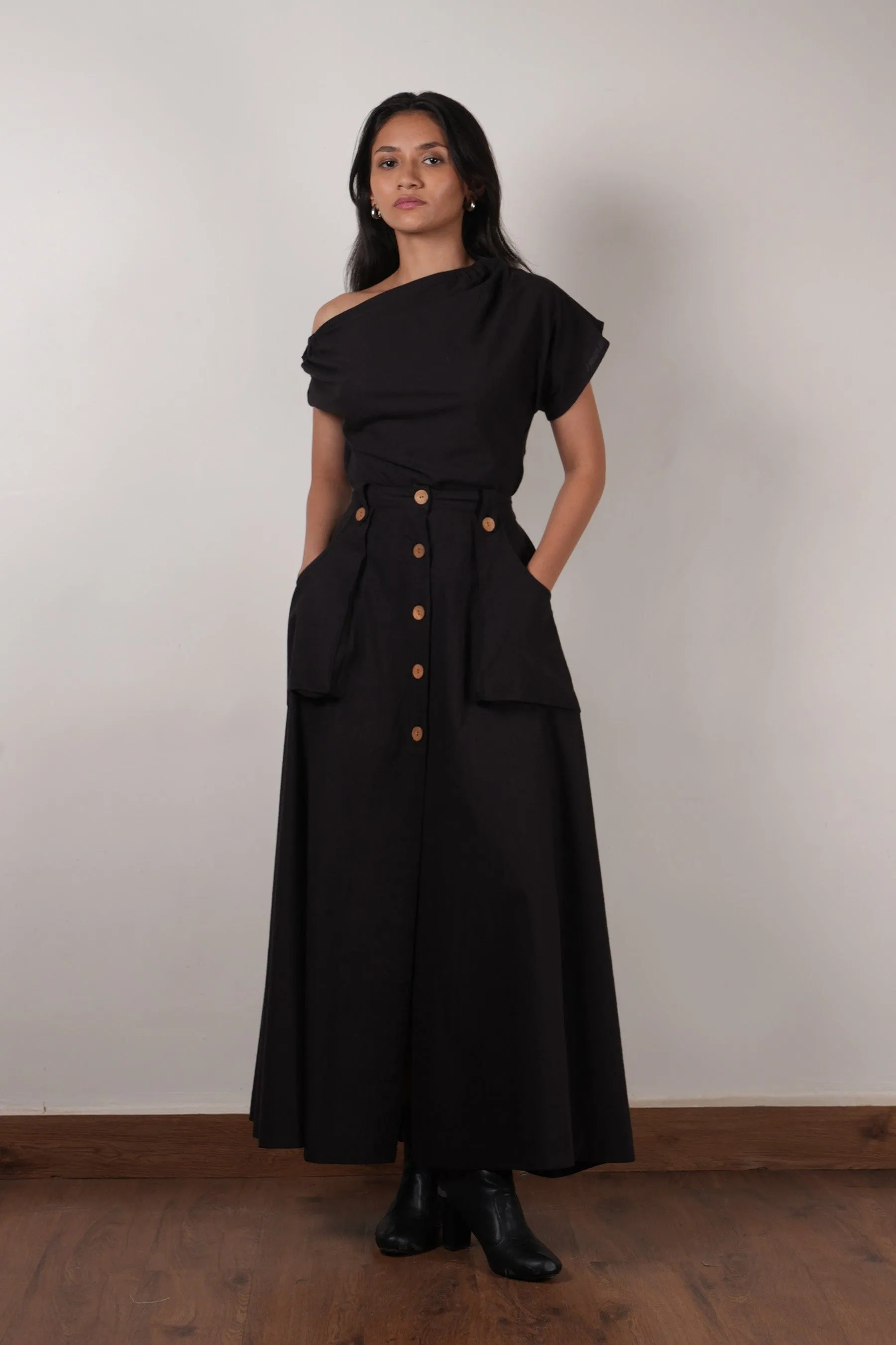 Black One-Shoulder Set (2 PCS)