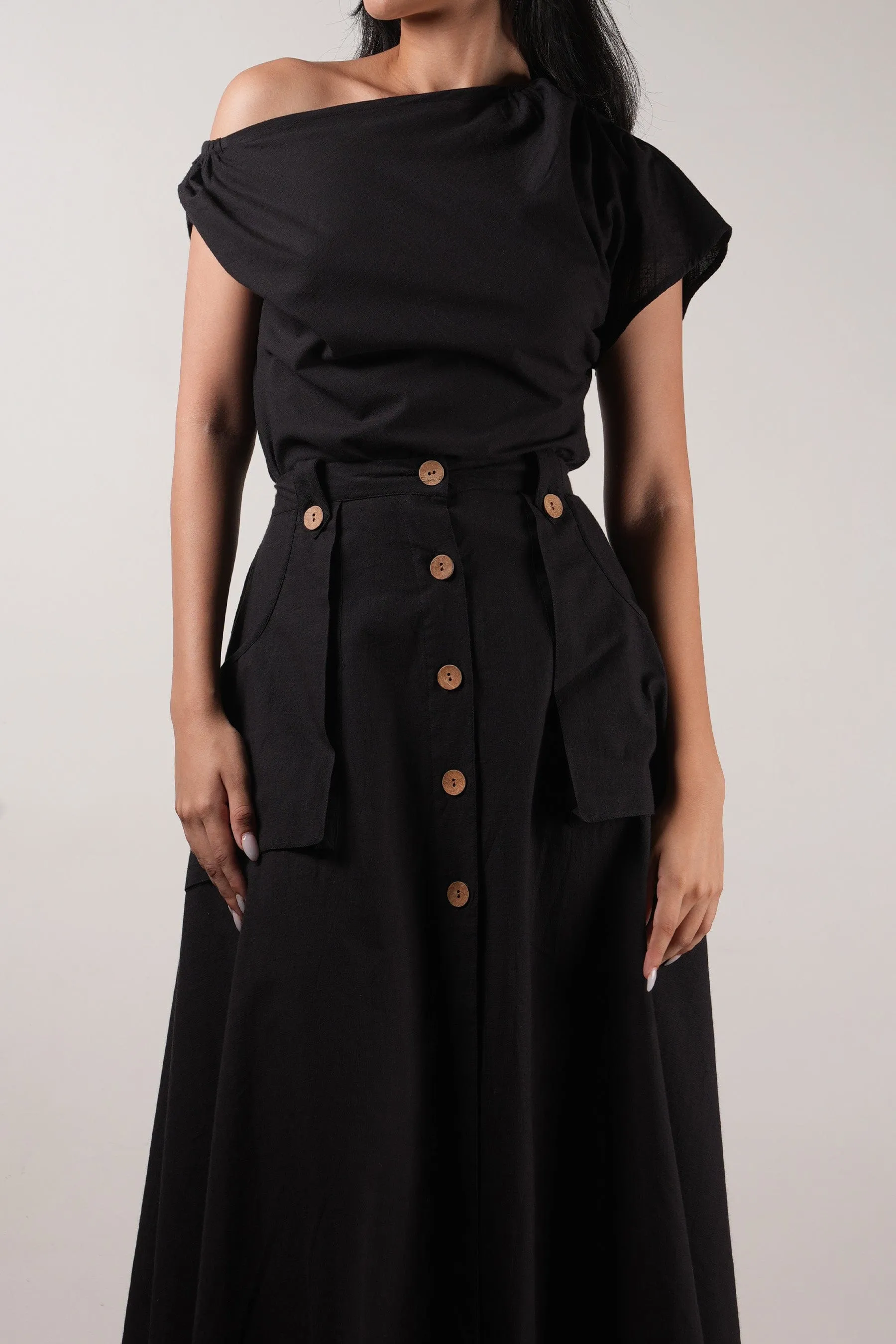 Black One-Shoulder Set (2 PCS)