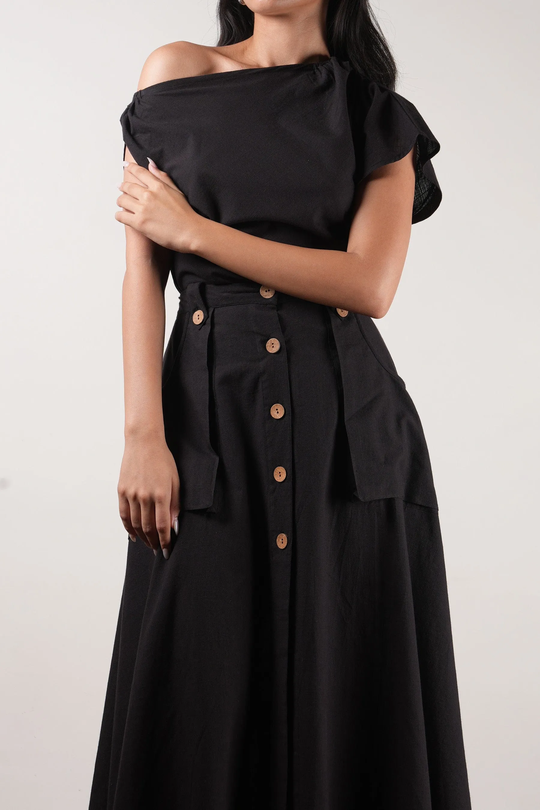 Black One-Shoulder Set (2 PCS)