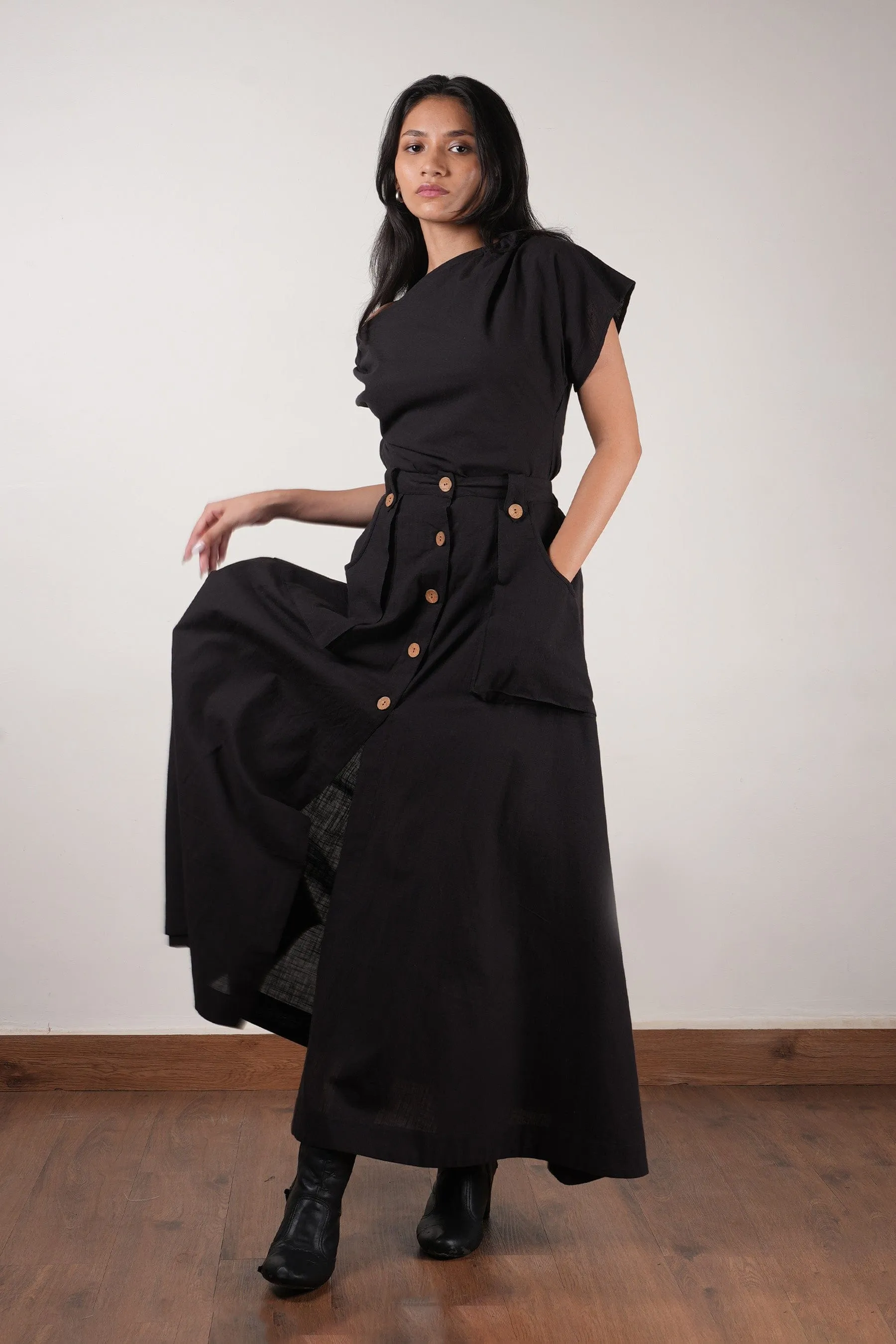 Black One-Shoulder Set (2 PCS)