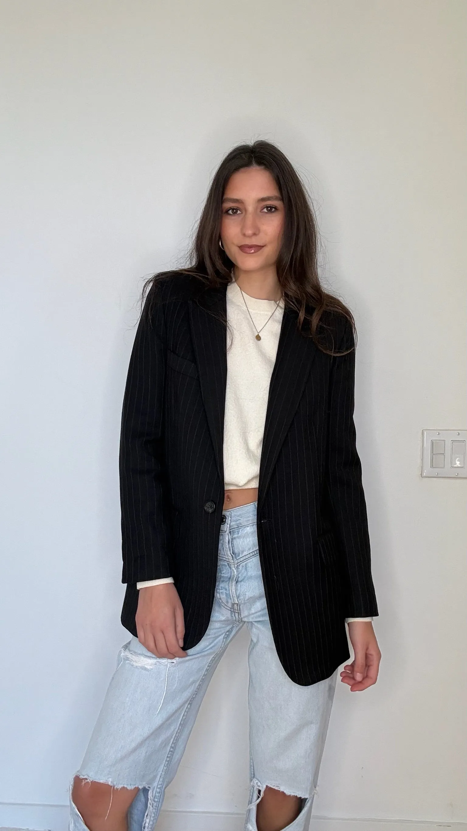 Black Striped Blazer - 2