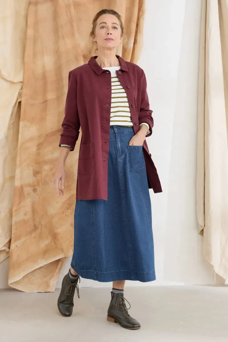 Blauwe rok van biologisch katoen | Seasalt Cornwall dusk journey skirt mid indigo wash