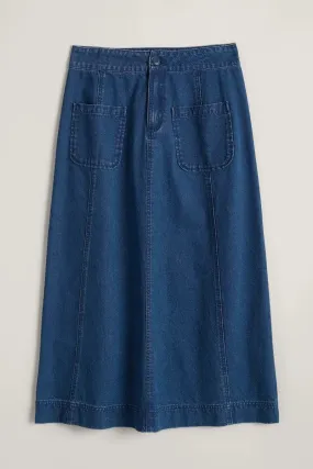 Blauwe rok van biologisch katoen | Seasalt Cornwall dusk journey skirt mid indigo wash