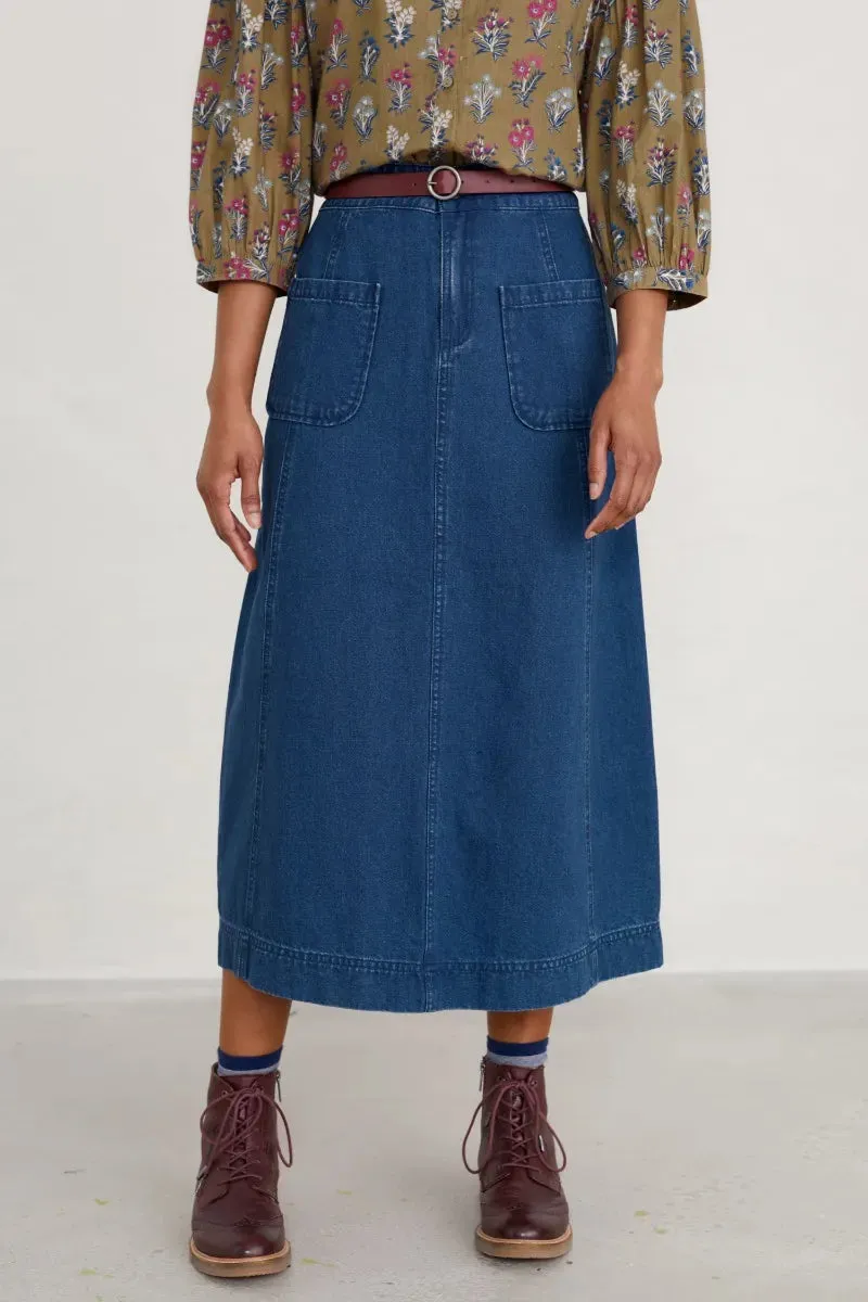 Blauwe rok van biologisch katoen | Seasalt Cornwall dusk journey skirt mid indigo wash