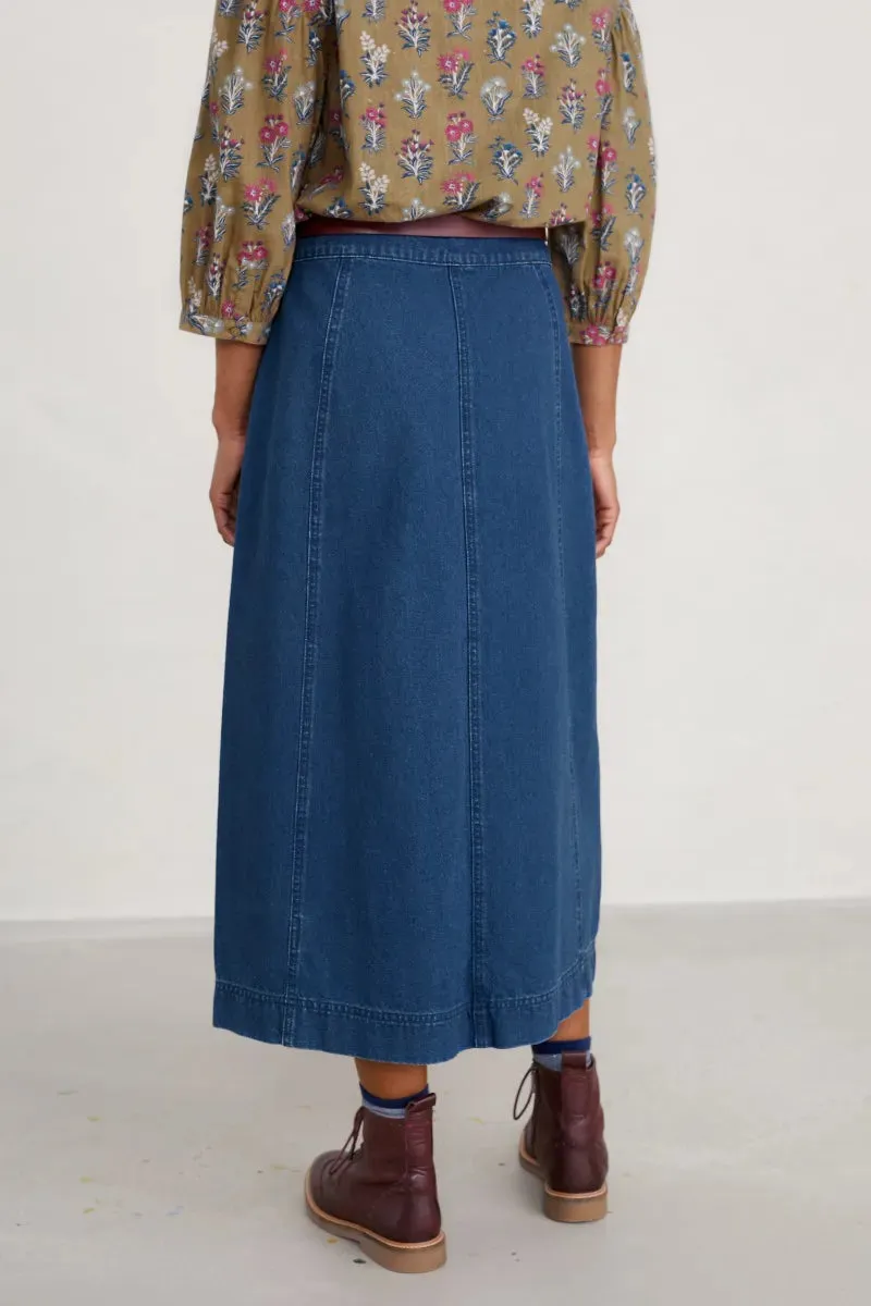 Blauwe rok van biologisch katoen | Seasalt Cornwall dusk journey skirt mid indigo wash