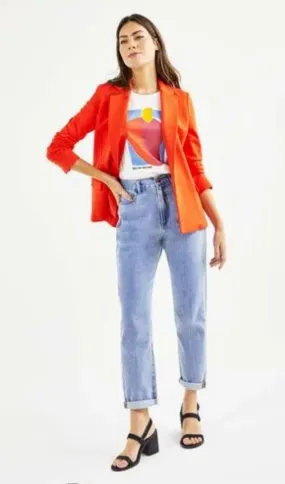 Blazer Malha Laranja Shoulder