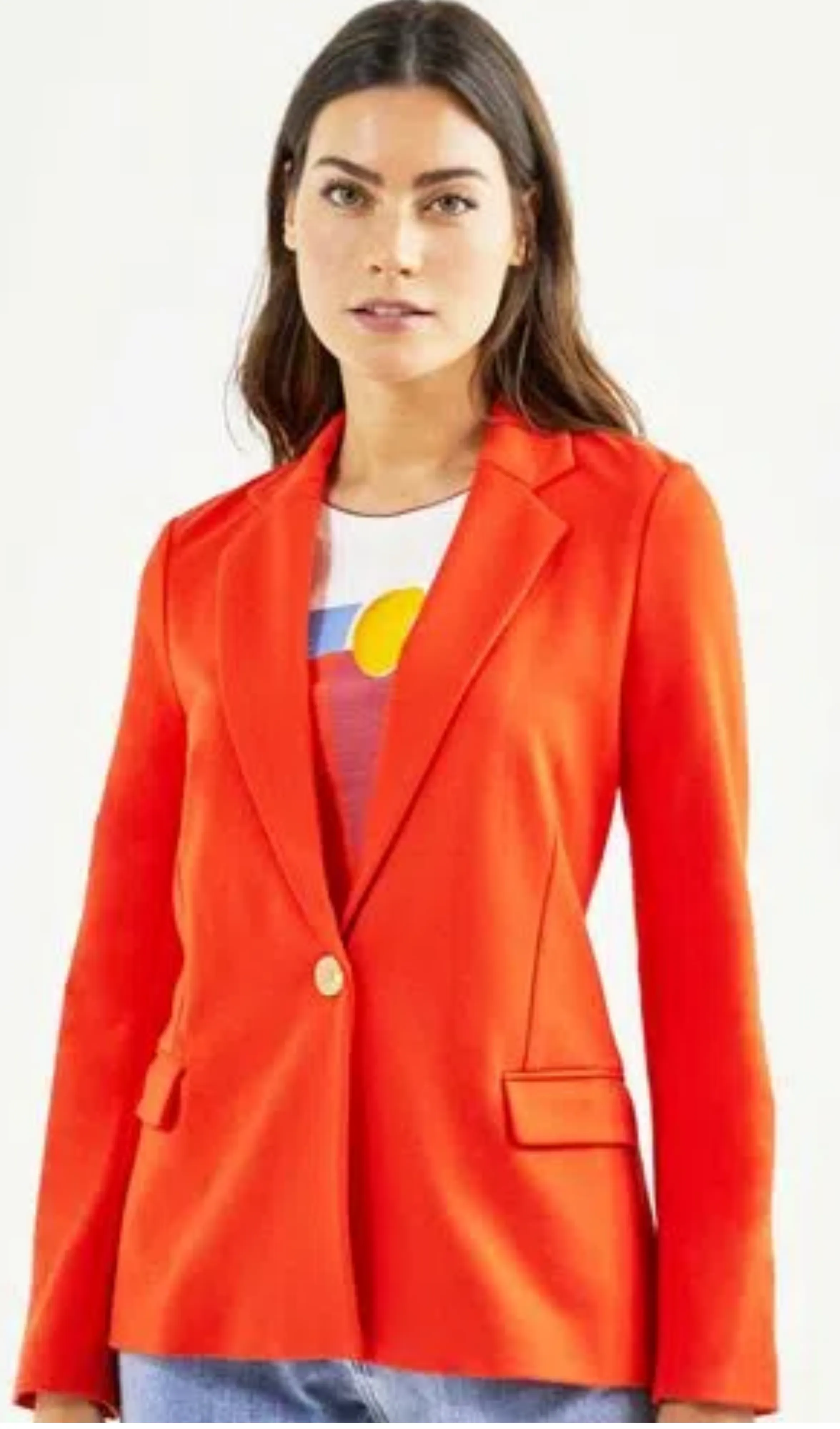 Blazer Malha Laranja Shoulder