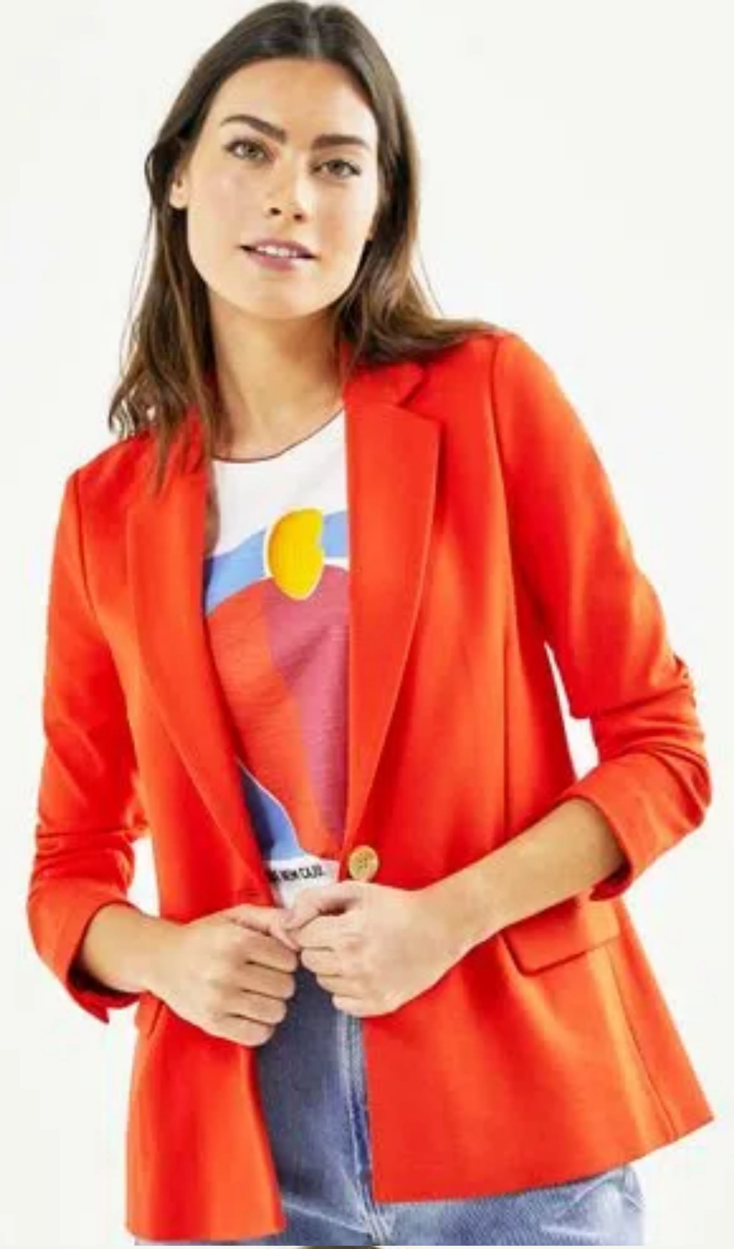 Blazer Malha Laranja Shoulder
