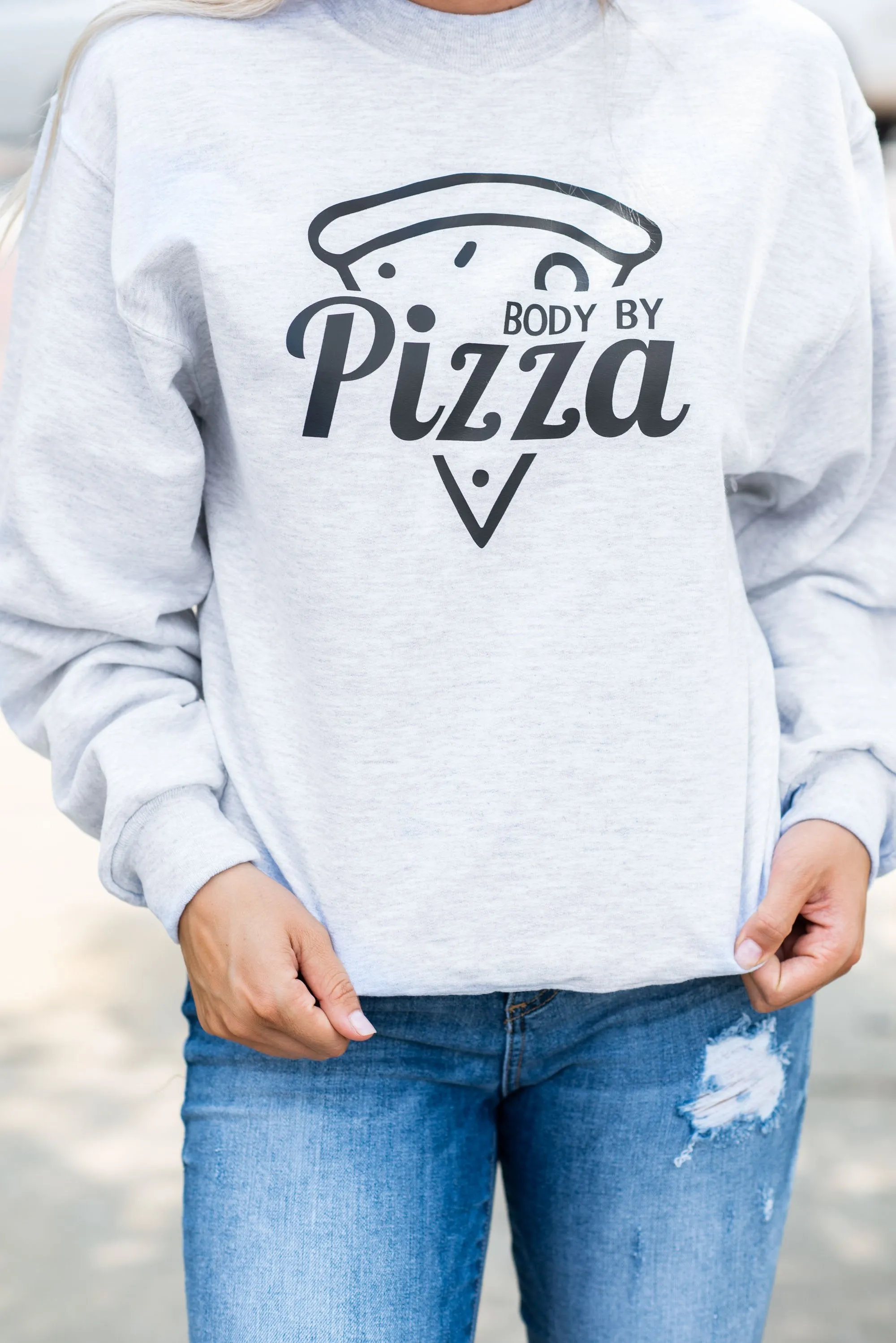 Body By Pizza Sweatshirt, Ash Gray