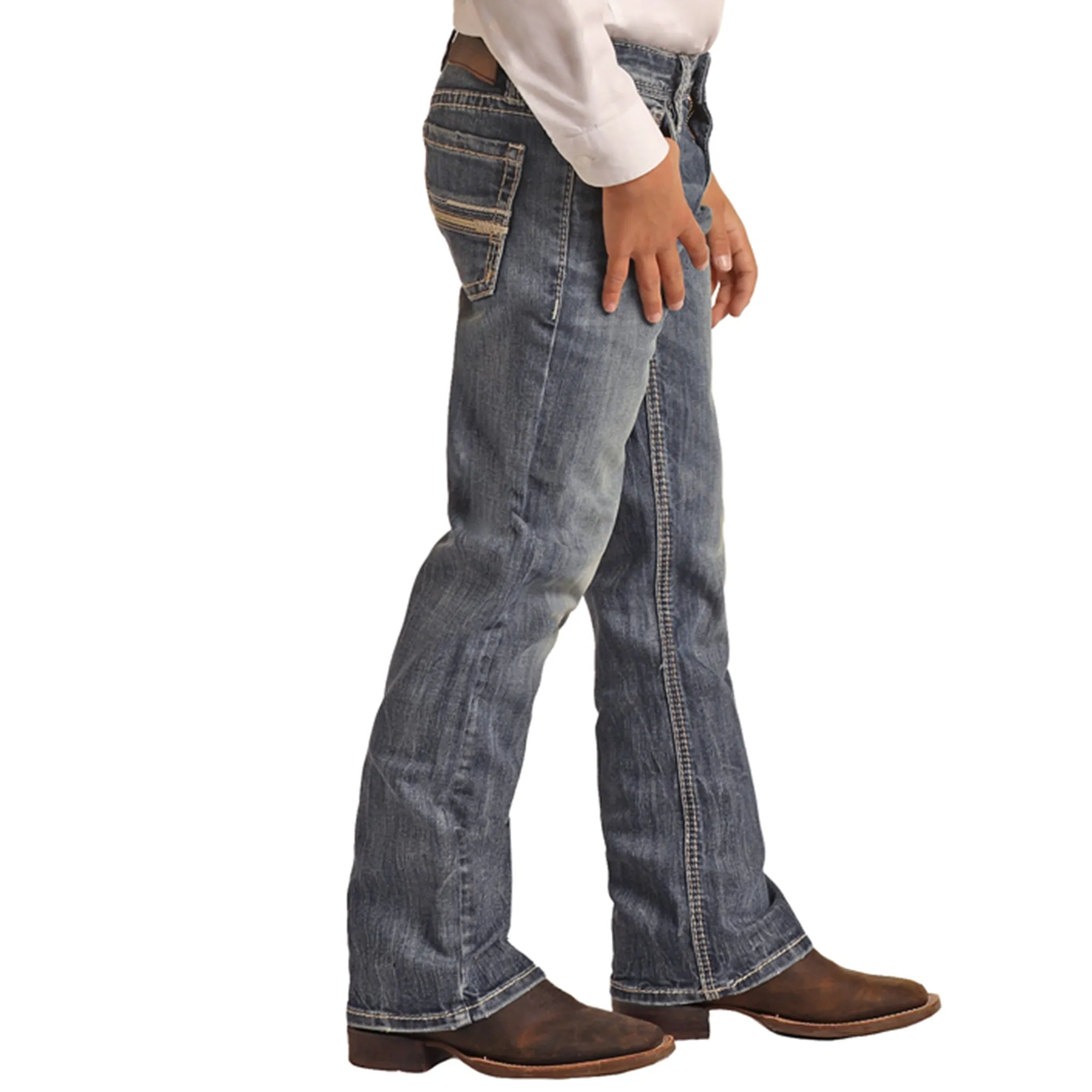 Boy's Rock & Roll Denim Straight Leg Medium Wash Jeans