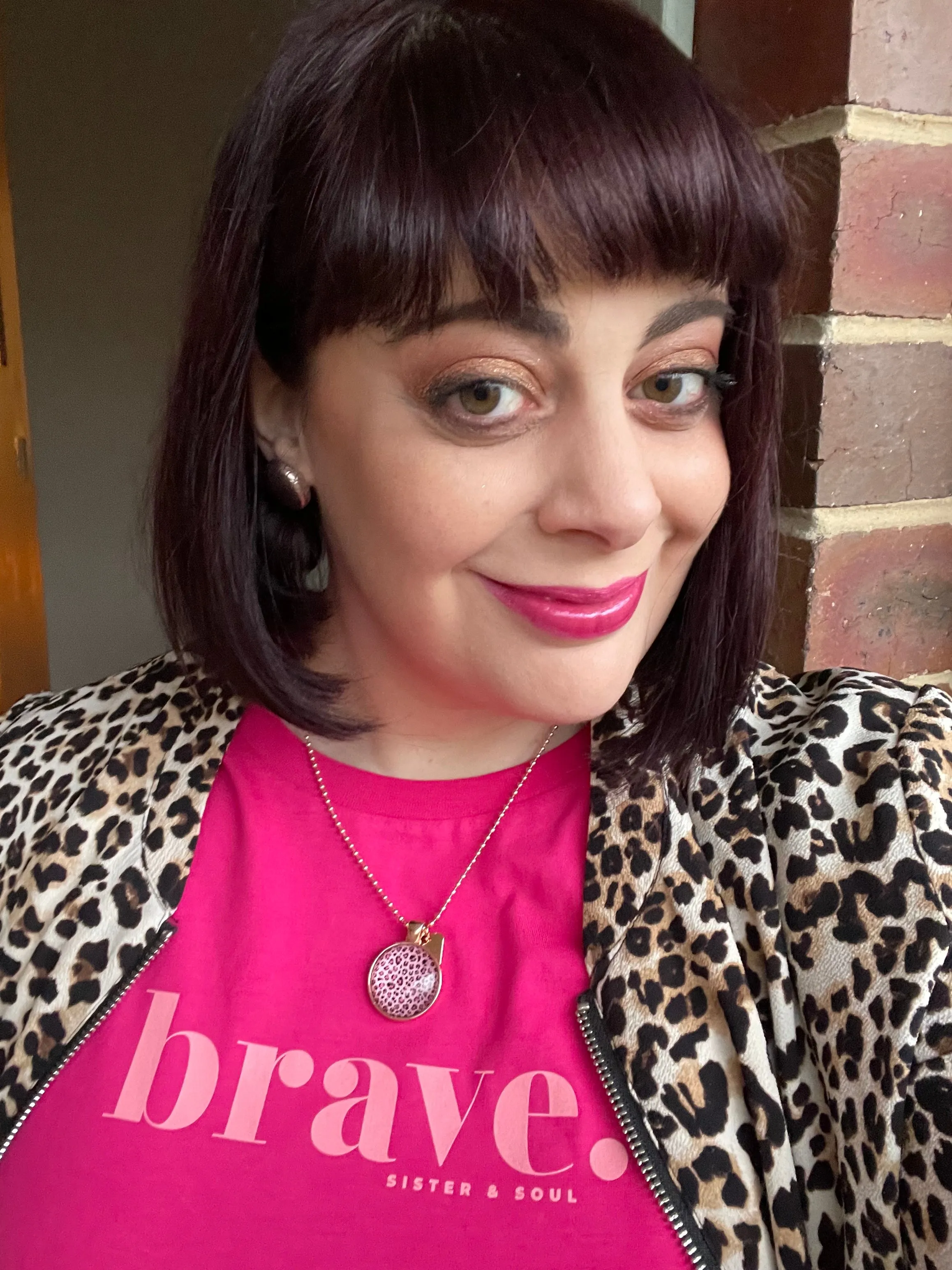 BRAVE - Fuchsia Boxy Tee - Pink Print