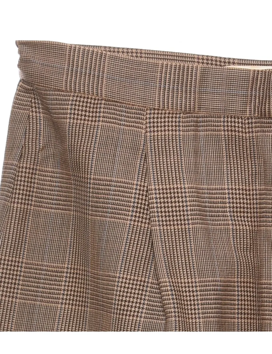 Brown Dogtooth Check Trousers - W28 L28