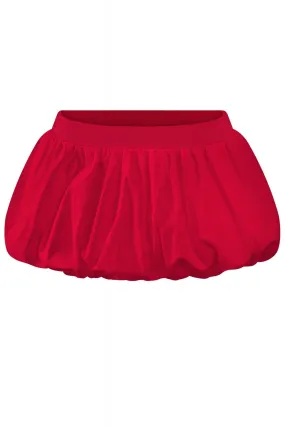 Bubble Low Waisted Puffer Micro Mini Skirt Red