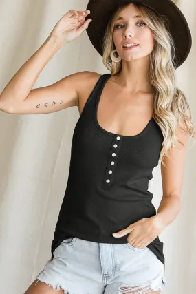 Button Ribbed Tank