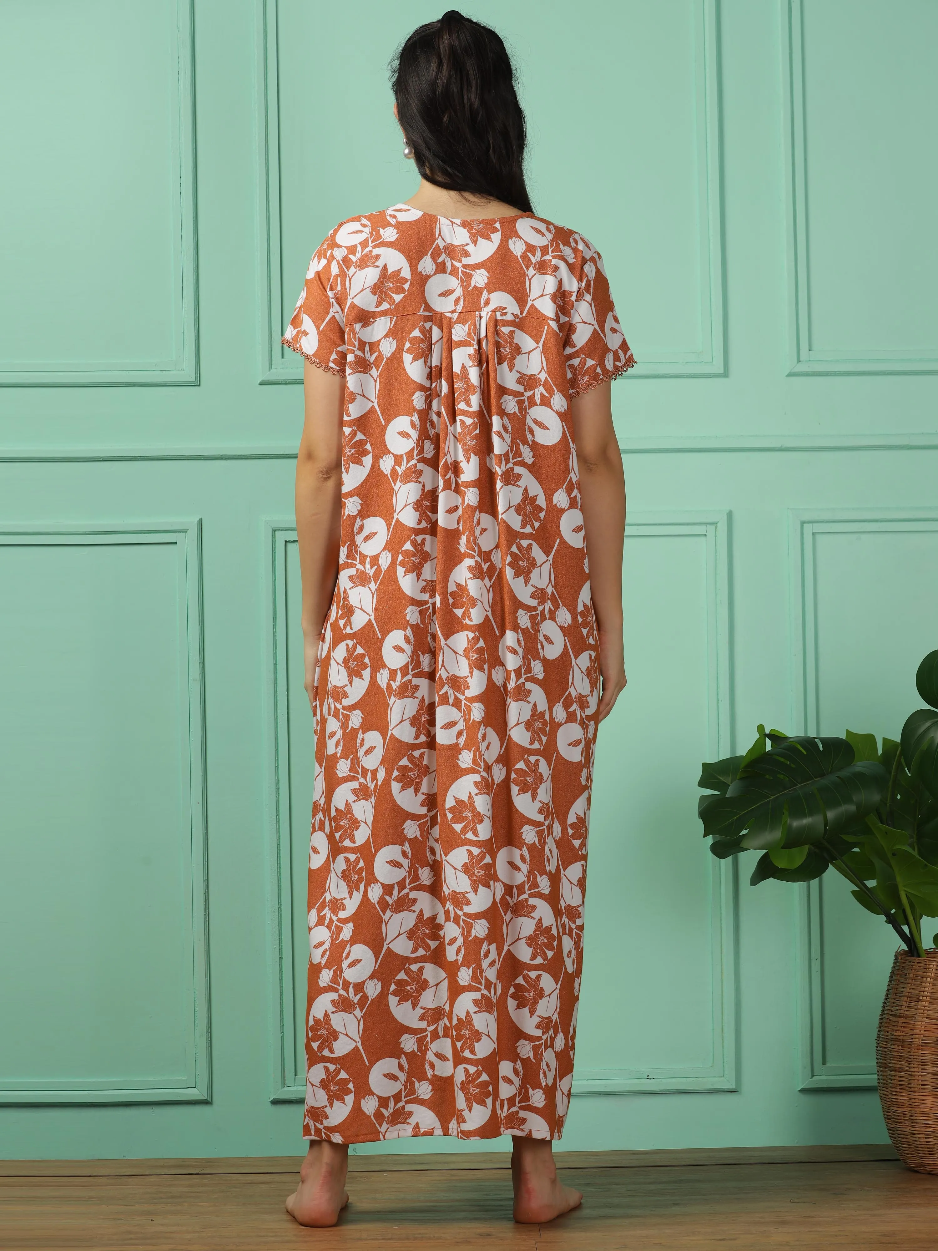 Chic Rose Sandal Maxi Nighty - Soft, Wrinkle-Free Comfort Nightwear