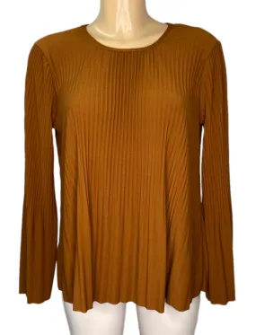 Cindy Rust Pleated Long Sleeved Top
