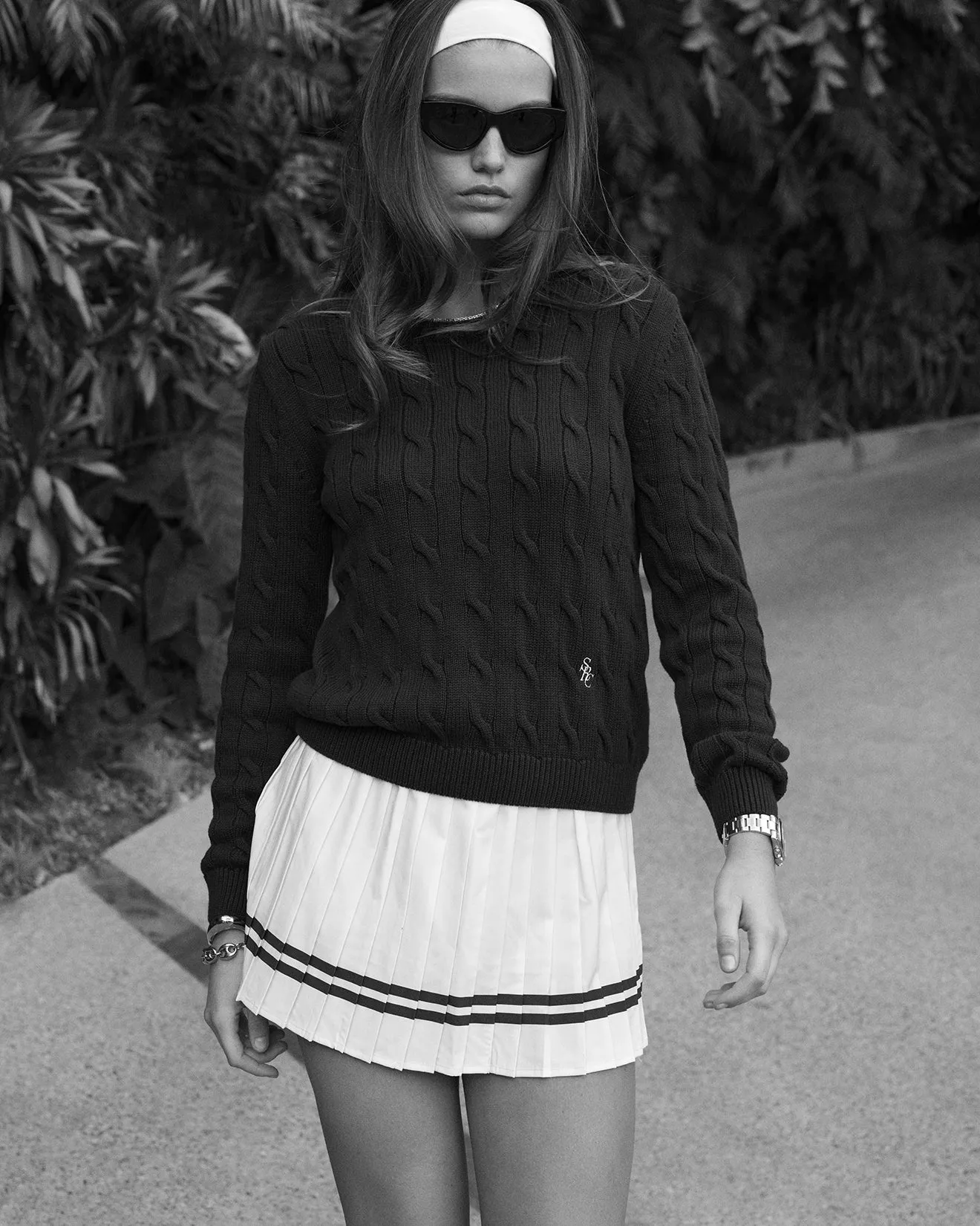 Classic Logo Pleated Skirt - White/French Blue