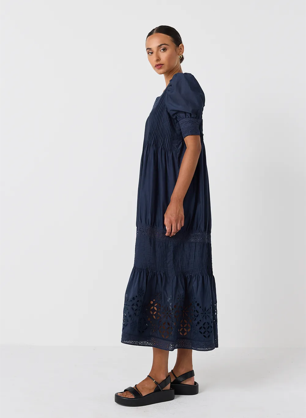 Corinne Silk Cotton Midi Dress