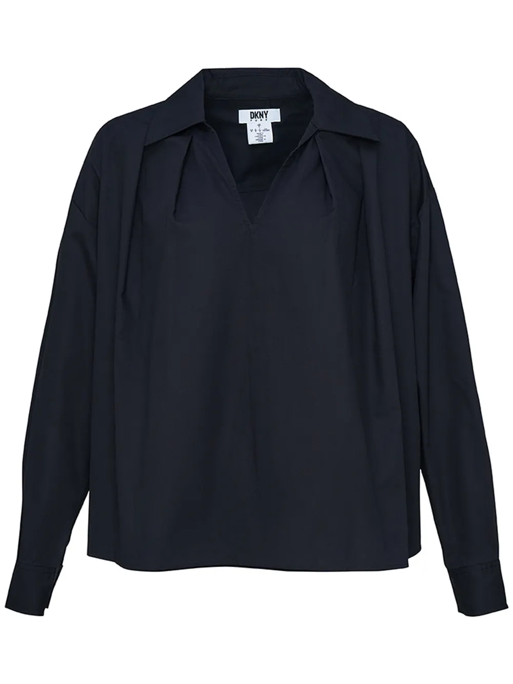 Cotton Blend Poplin Pleated Top