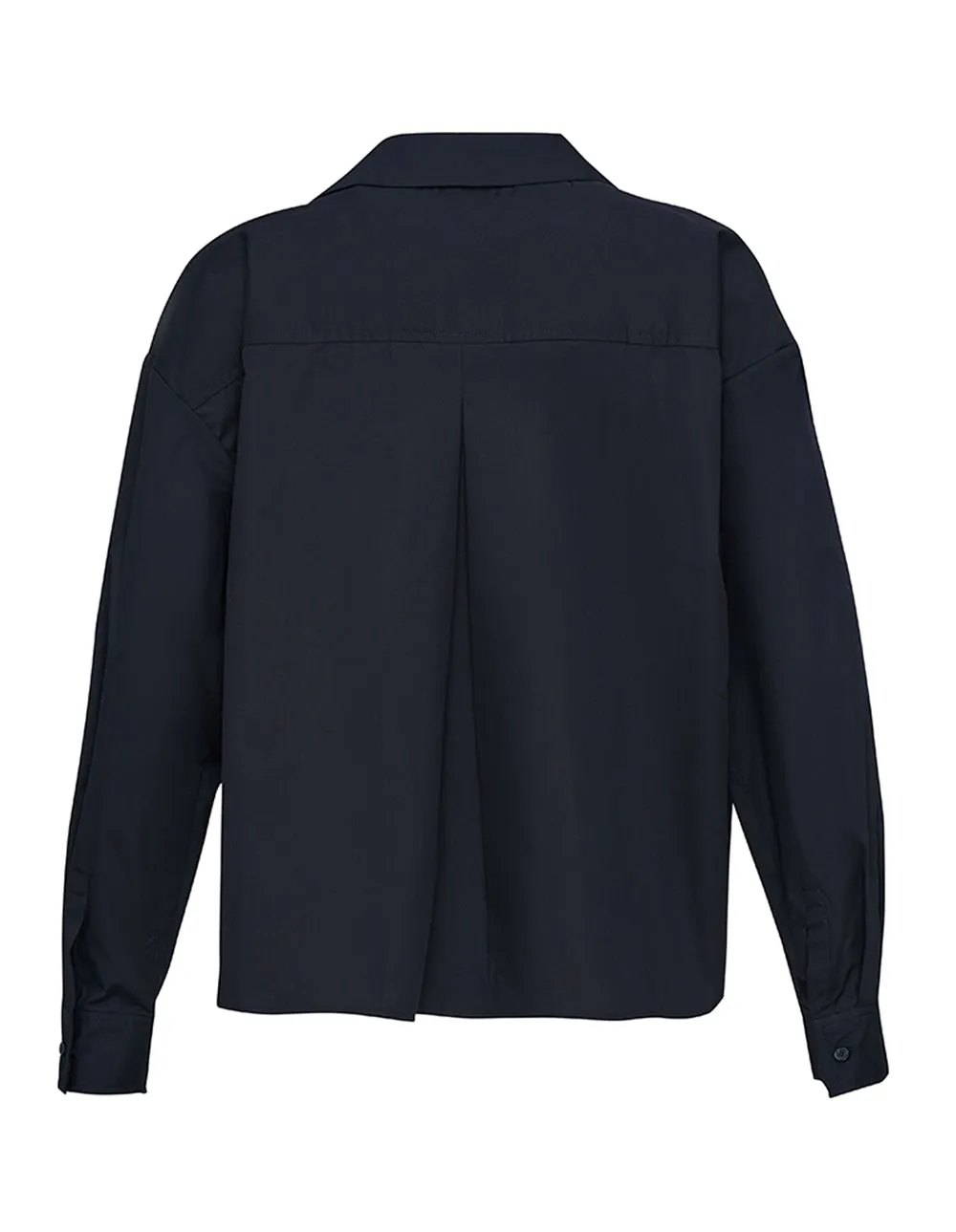 Cotton Blend Poplin Pleated Top