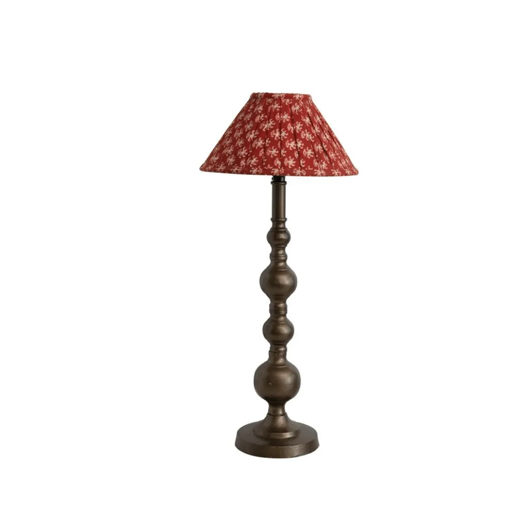 Creative Co-Up Metal Candlestick Table Lamp w/ Pleated Cotton Floral Chintz Shade & Inline Switch
