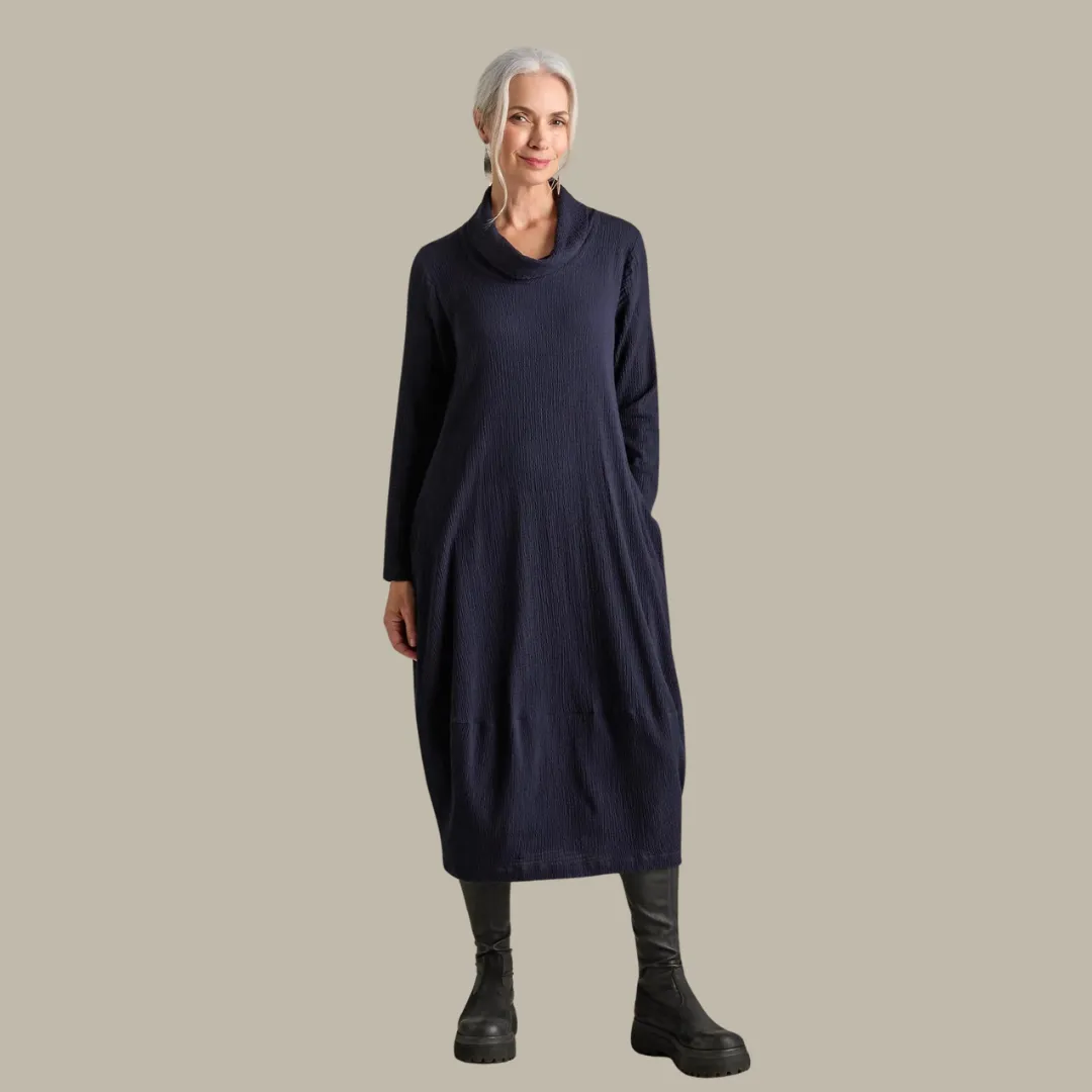 Crinkle Viscose Bubble Dress - Caviar