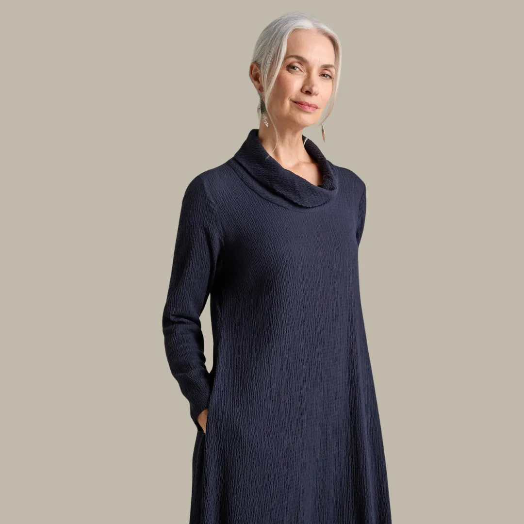 Crinkle Viscose Bubble Dress - Caviar