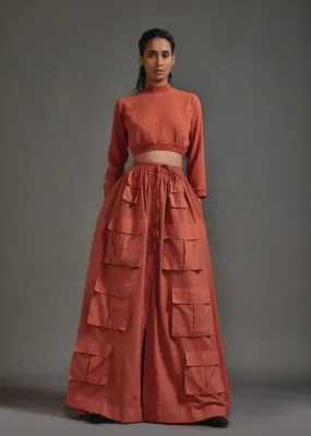 Crop Top And Cargo Skirt Set