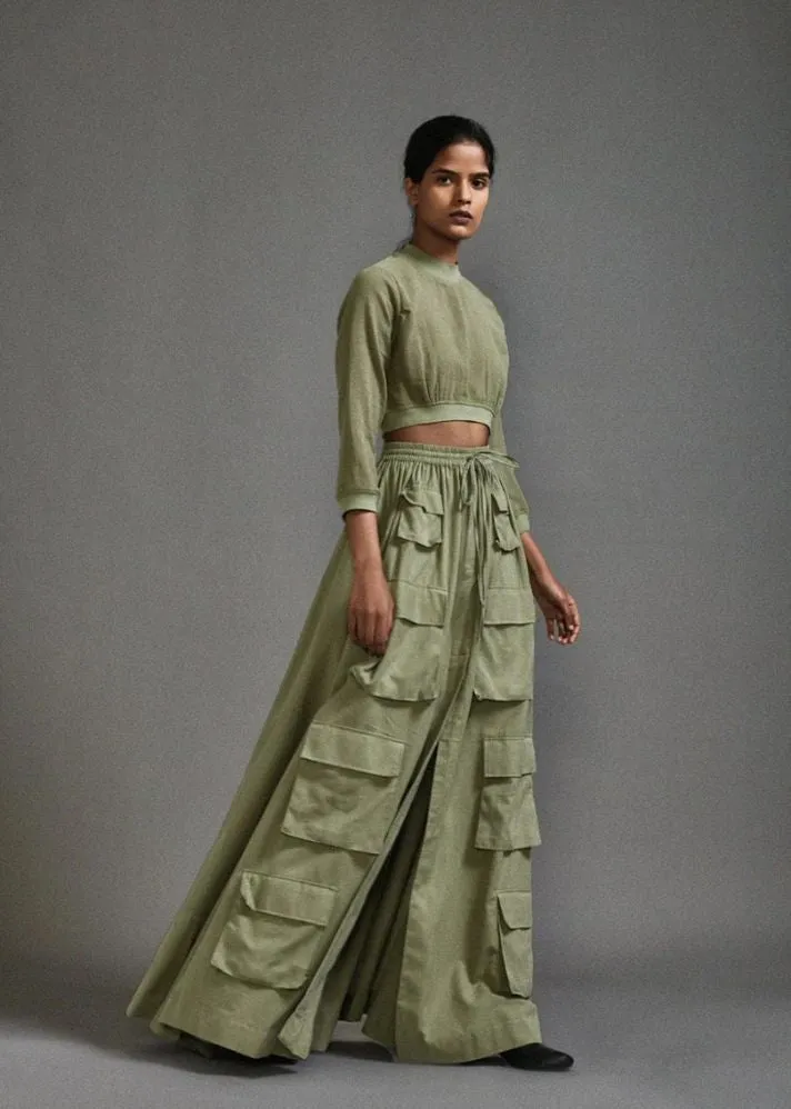 Crop Top And Cargo Skirt Set