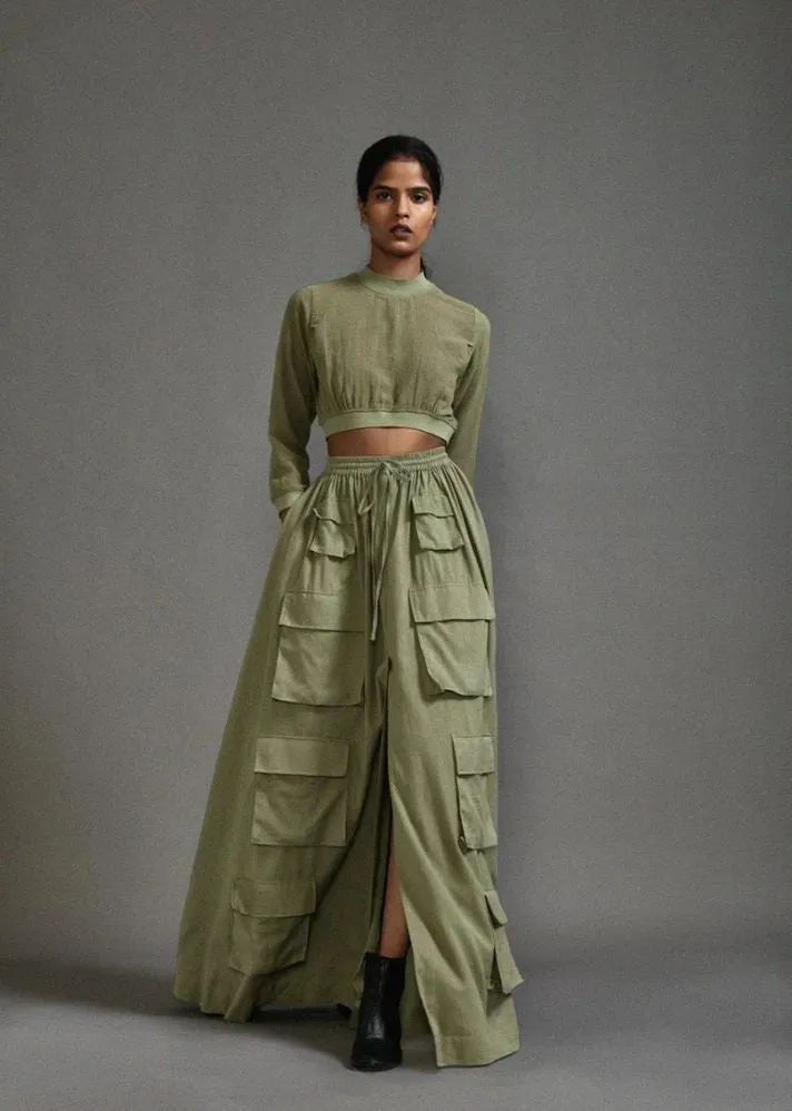 Crop Top And Cargo Skirt Set