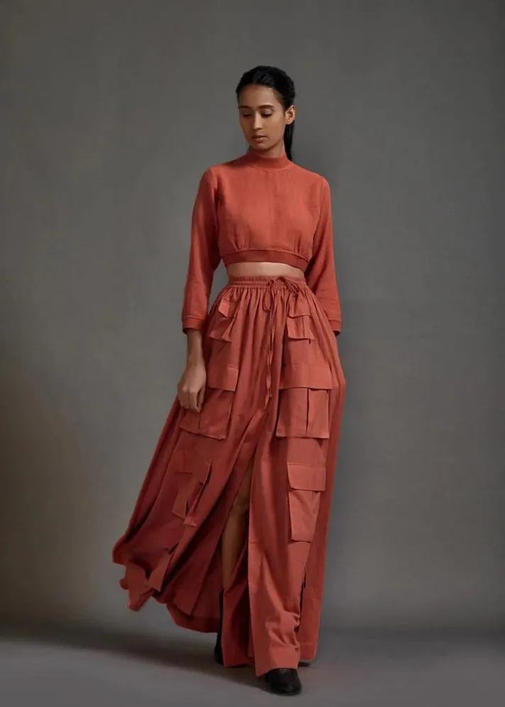 Crop Top And Cargo Skirt Set