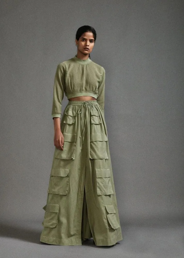 Crop Top And Cargo Skirt Set