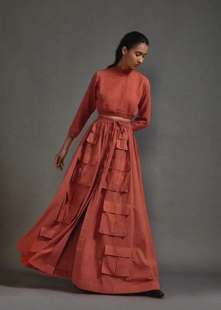 Crop Top And Cargo Skirt Set
