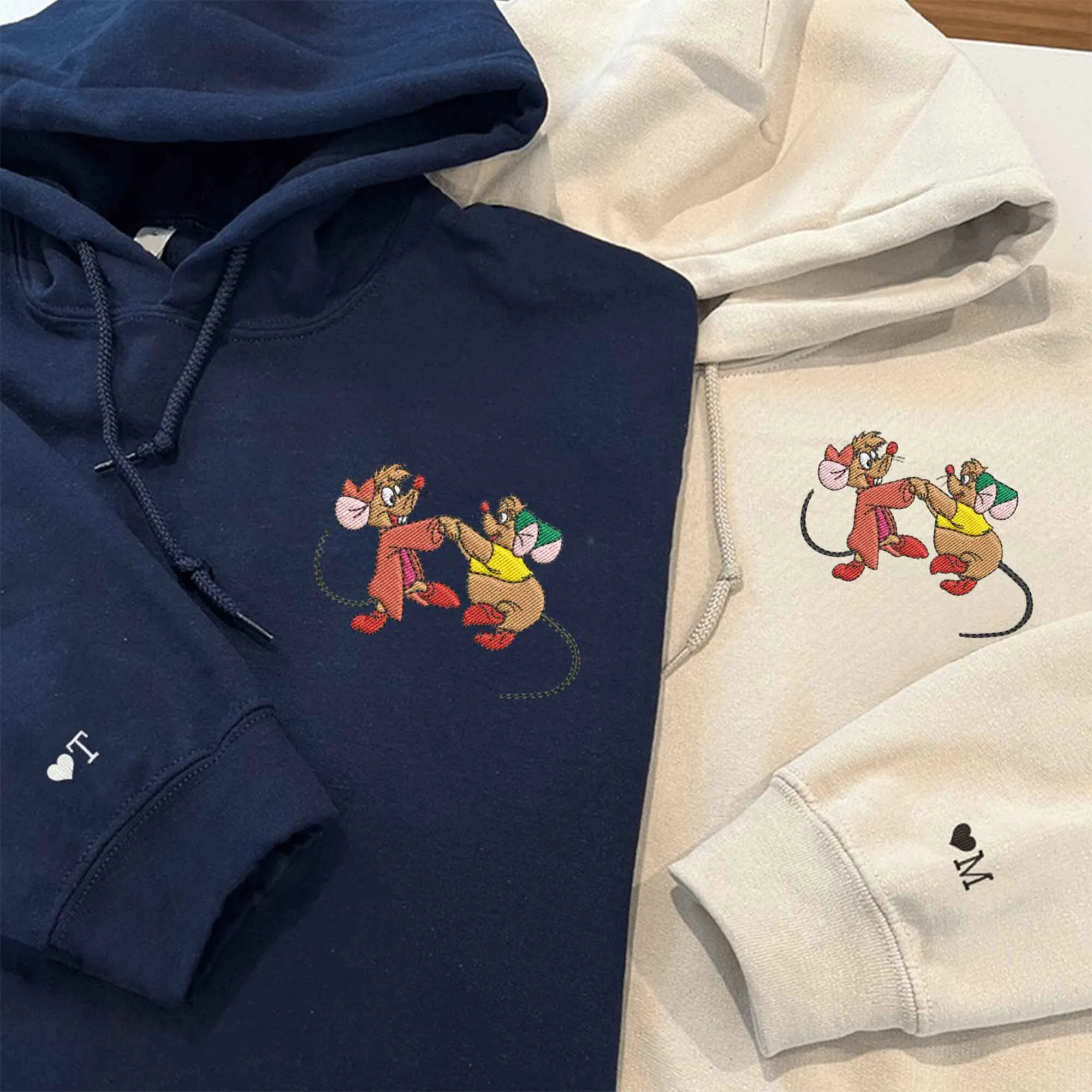Cute Mouse Couple Matching Hoodies – Custom Embroidered  Sweatshirts For Couples