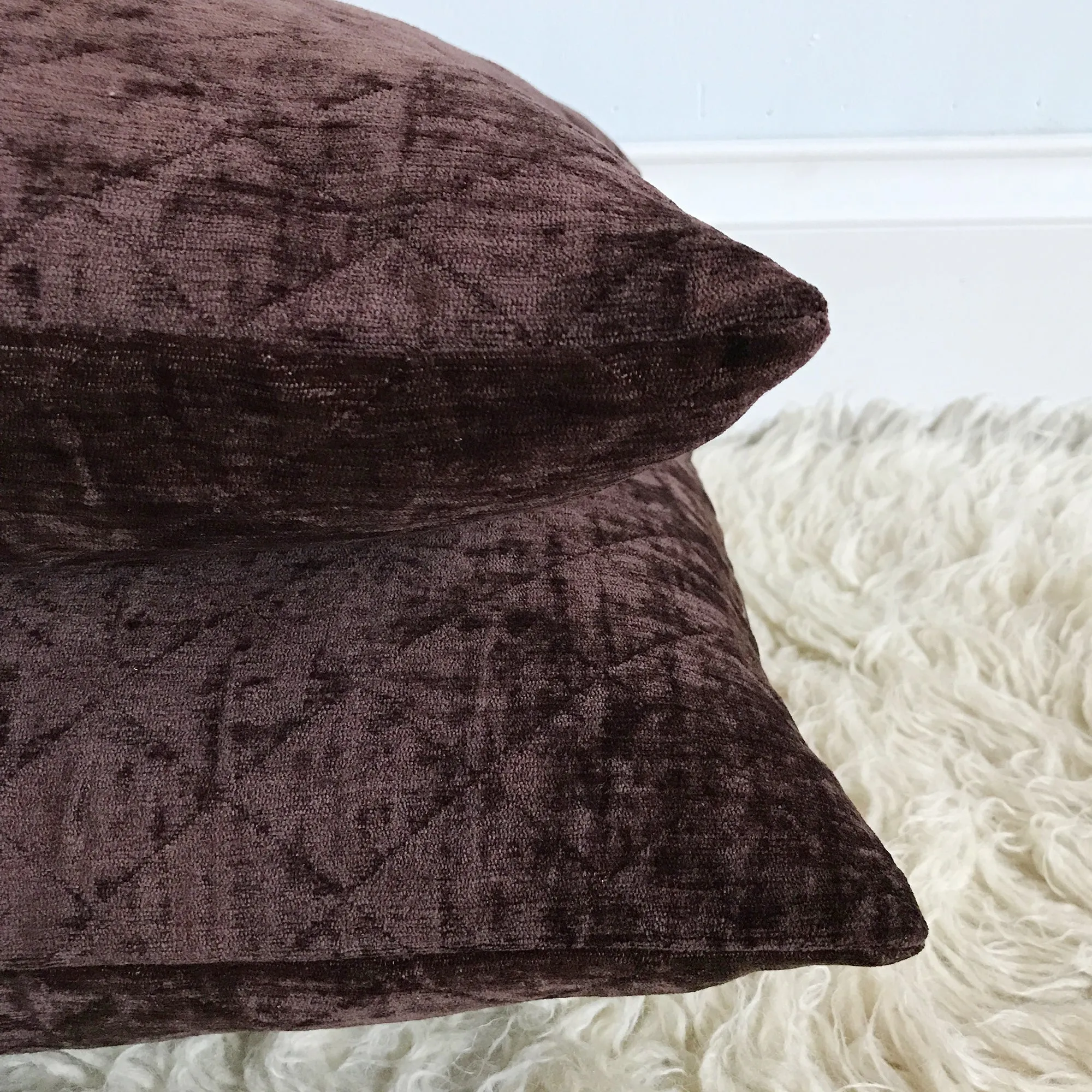 Dark Purple Velvet Pleated Throw Pillow Cover 15x26